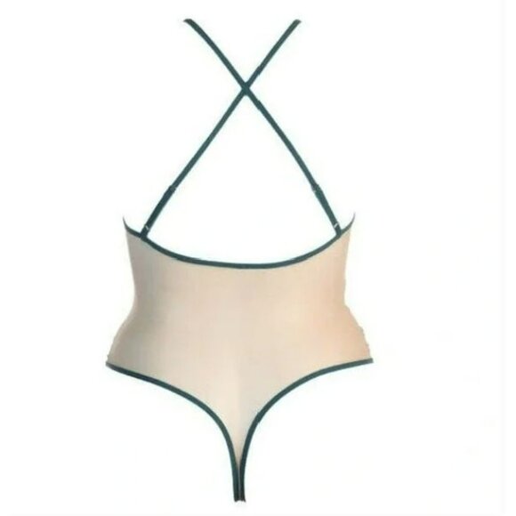 Thistle And Spire Brooklyn Haze Thong Bodysuit Emerald/Butterscotch XSmall NWT - Picture 5 of 5